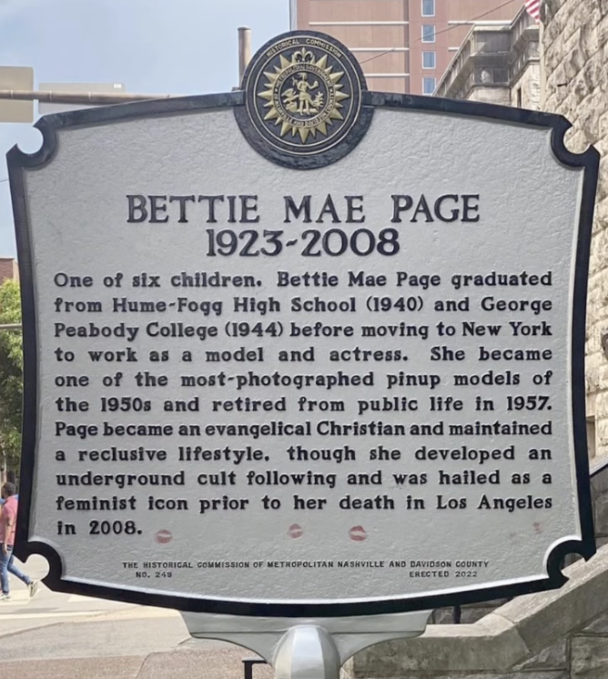 Bettie Page historical marker