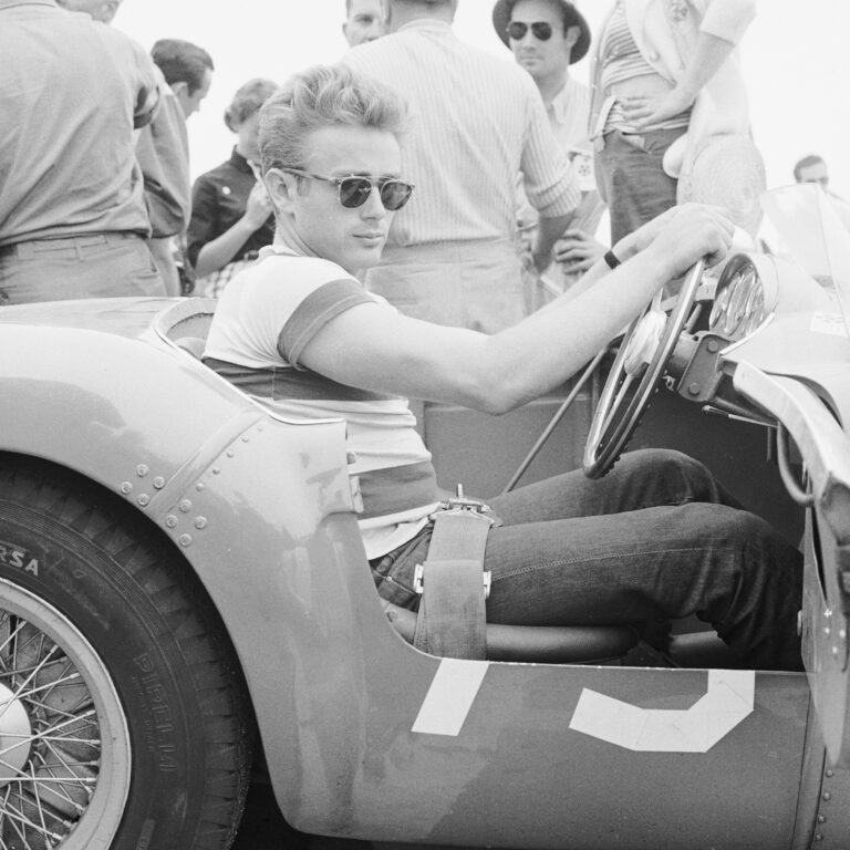 James Dean sitting in a car