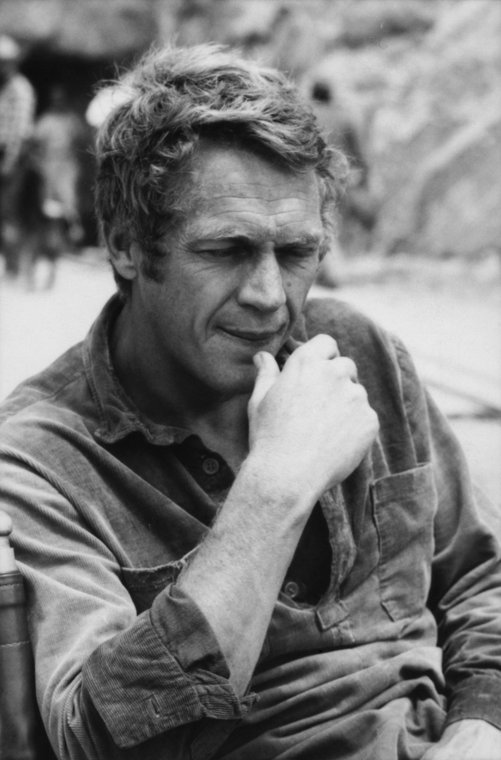 Steve McQueen rubbing his chin