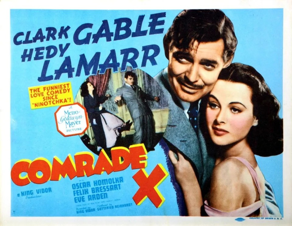 "Comrade X" poster featuring Clark Gableand Hedy Lamarr, 1940.