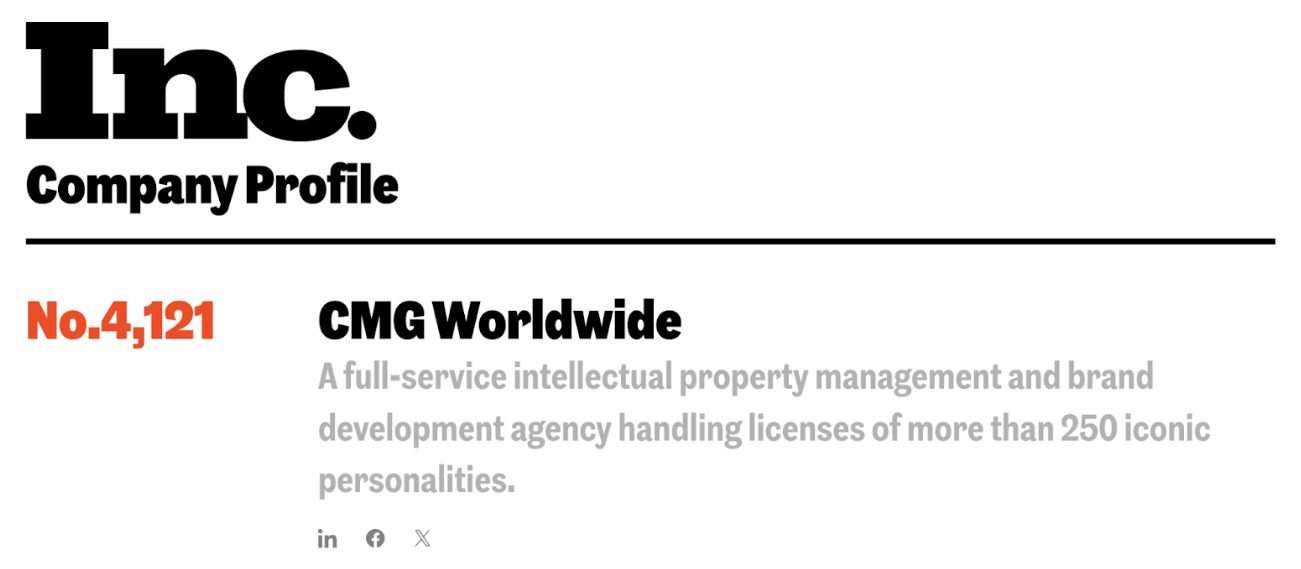Inc. Company Profile - No. 4,121: CMG Worldwide