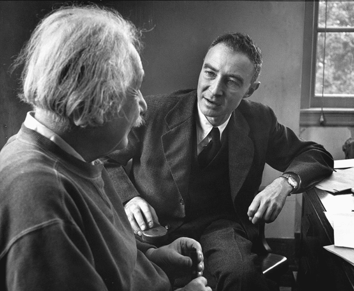 J. Robert Oppenheimer with Albert Einstein