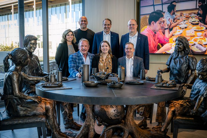 Gary Nance at the unveiling of his new collaborative sculpture with Elanco International.